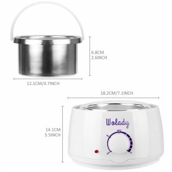 Wolady Calentador de Cera de la Aplicación Eléctrica Kit de Eliminación de Cera Caliente 500 ml con 4 Paquetes de Granos de Cera 10 Palillos de Madera Spa Casero para la Cara Brazos de las Axilas 