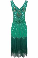 ArtiDeco Vintaje Vestido con Cuello en V Gatsby Disfraz Vestido con Flecos de Lentejuelas. Envíos a Ourense