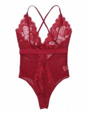 Scallop Mujer Lencería Erótica Body Correa Encaje Floral Sexy Picardías Ropa Interior Rojo oscuro XL. Envíos a Salamanca