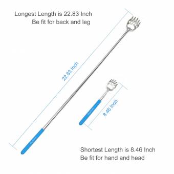 Set 5 Rascador Espalda Telescópico por DigHealth, Extensible 21-58cm, Acero Inoxidable, con Mango de Goma, Garra de Oso, Mano Masajeador Corporal de Hogar Viaje Oficina. Envíos a Sevilla