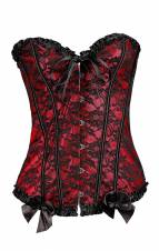 HLGO Corsé Lace Up Boned Overbust Corset Bustier Waist Trimmers corsé steampunk corsé rojo del cordón, 3XL. Envíos a Granada