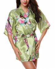 Avidlove Pijama lencería kimono corto de satén de estampado floral para Mujer, Verde, XL L. Envíos a Zamora