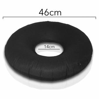 TAKIT Cojín Inflable Redondo 46cm - Almohada Médica Apta Para El Dolor Hemorroidal, Llagas De Cama, Coccidinia, Quiste Pilonidal, Dolor Perineal, Embarazo - Genial Para Sillas De Ruedas - Négro. E