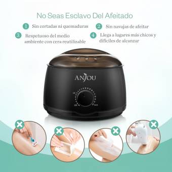 Calentador De Cera Eléctronica de Anjou para Depilación Profesional 500ml Depiladora con 4 Paquetes de Lentejas de Cera 100g. Envíos a Girona