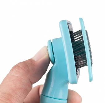 Dog Cat Self Cleaning Slicker Brush, Auto Limpieza Profesional Herramienta De Vertimiento Dog Cat Brush Hair Remover Sticker Pet Groomer,Blue. Envíos a Almería