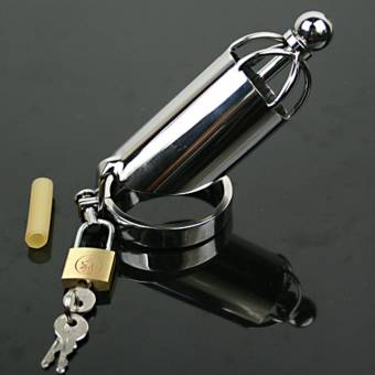 CHAI Juguetes sexuales Juguete Sexual Jaula del Pene Masculino de Acero Inoxidable de Metal de Metal de Plata Chastity Lock Lock Dispositivo de Castidad (Tamaño : 47.6mm). Envíos a Murcia