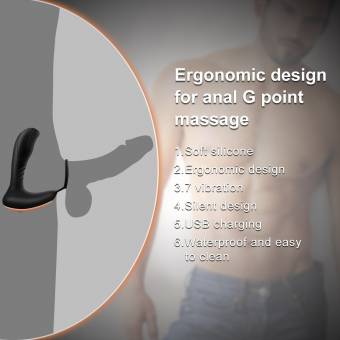 Estimulador de próstata con anillo de martillo, vibrador anal de silicona masaje de próstata juguete vibrador anal consolador anal vibrador macho remoto USB enchufe anal enchufe de ordeño de prós