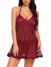 Scallop Conjunto de Lencería Babydoll Halter Sin Espalda Encaje Camisón Picardías. Envíos a Guipúzcoa