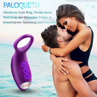 Anillo de pene vibratorio con 10 potentes patrones de vibración, PALOQUETH Anillo de pene de silicona Vibrador juguete sexual para erecciones más duraderas / Habilidades sexuales mejoradas, a prueb