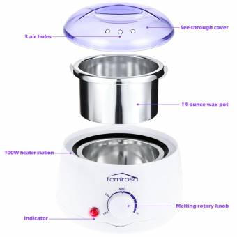 Calentador De Cera Eléctrico Profesional, Set de Depilación con Cera, con Máquina de Cera Caliente + 4 Paquetes de 100 g Frijoles de Cera + 10 Espátulas de Madera + 10 Gasas de limpieza - Blanco.