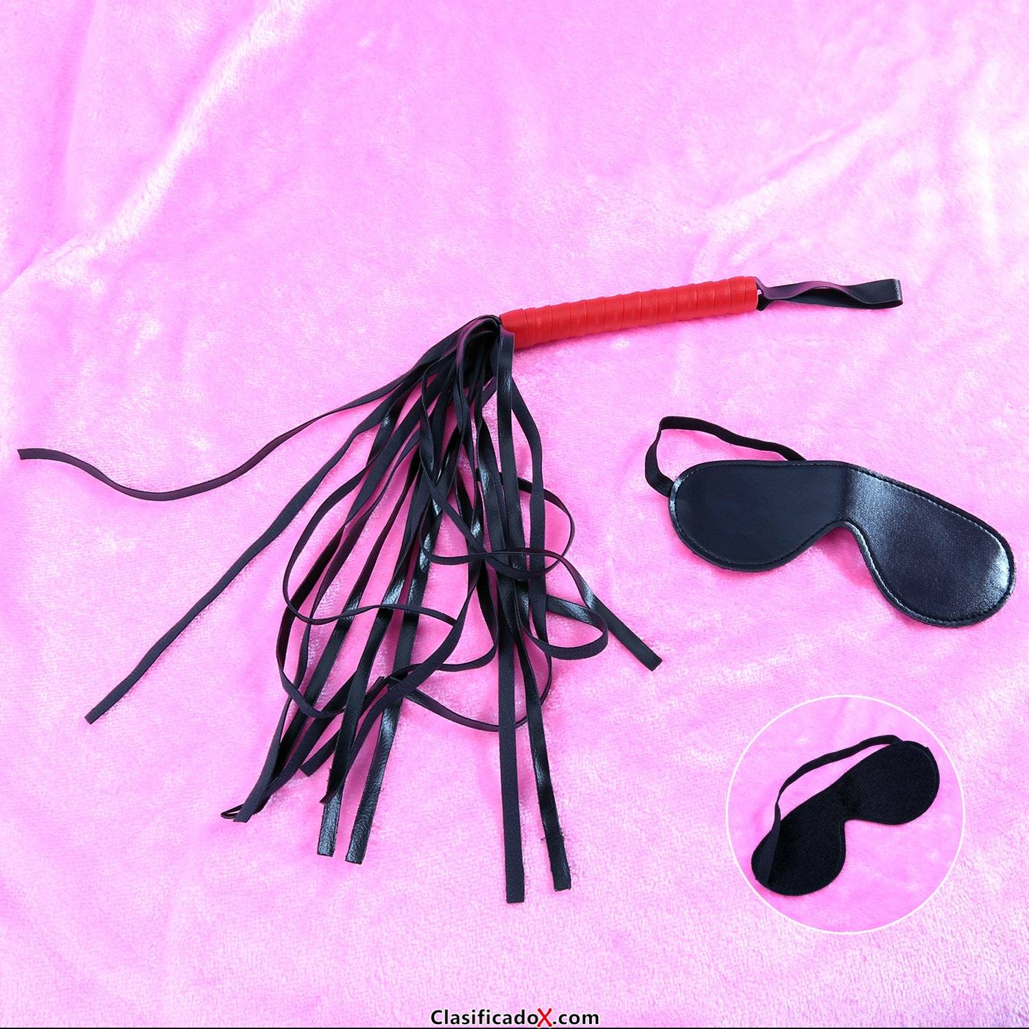 Juego de Accesorios BDSM, URLOVE® Kit de Accesorios Bondage con 8 Piezas Diferentes Mordaza, Grilletes, Fusta, Pinzas para Pezones, etc. (Color negro y rojo). Envíos a Girona