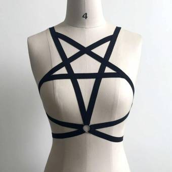 ZARLLE LenceríA Erotica De Mujer Encaje Push Up Sujetador Conjuntos De Vendaje Mujeres Sexy Girl Apliques Elasticos Sujetador Venda Hueco Jaula Strappy Sujetador Halter (S, Negro E). Envíos a Toled