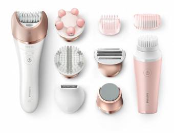 Philips Satinelle Prestige BRP586/00 - Depiladora en seco y húmedo con 7 accesorios y limpiador facial. Envíos a Zamora