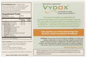 VYDOX Male Virility Enhancement HARD ERECT PENIS PILLS L-Arginine ENLARGEMENT - 60 Tablets (2 Months Original). Envíos a Salamanca