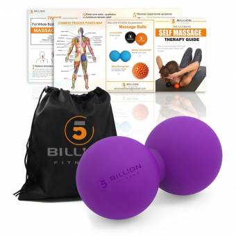 5BILLION Pelota Masaje Double Massage Ball - Pelota Lacrosse & Balon Fitness para Liberación Miofascial & Masaje Muscular - Herramienta de Masaje de Alta Densidad para Cross Fitness, Tejidos Profund