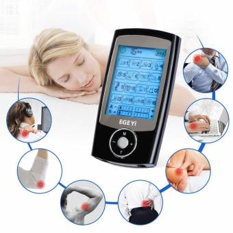 Electroestimulador Muscular, Masajeador y estimulador de pulsos TENS/EMS, Reduce Dolor de Espalda, Cuello, Codo, Hombro, Nervio, Recargable por USB, Pantalla LCD, 2 Canales, 8 Self-adhesive Electrode