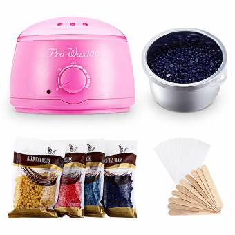 Calentador eléctrico de la máquina de depilacion cera calentador aplicador con frijoles papeles palos Waxing Kit (Rosa). Envíos a Almería