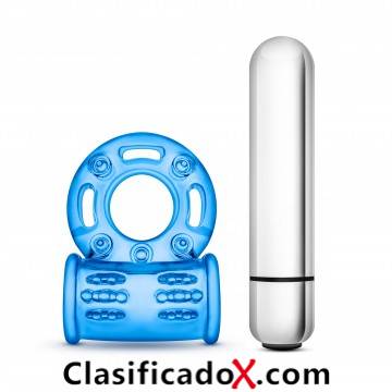 ANILLO TORO VIBRADOR TRASLUCIDO HARD 10 ACXIONES  BLUE
