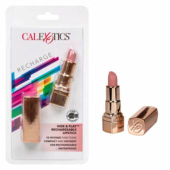 Mira cómo el vibrador de lápiz labial arroja tu nuevo tono favorito! El deslumbrante diseño de lápiz labial dorado.