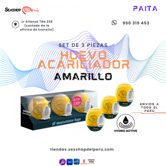 SEXSHOP69-PAITA --SET DE 3 PIEZAS HUEVO ACARICIADOR AMARILLO-- WPP : 950319453