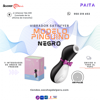 SEXSHOP69--VIBRADOR SATISFYER MODELO PINGUINO NEGRO--WPP: 950319453-PAITA