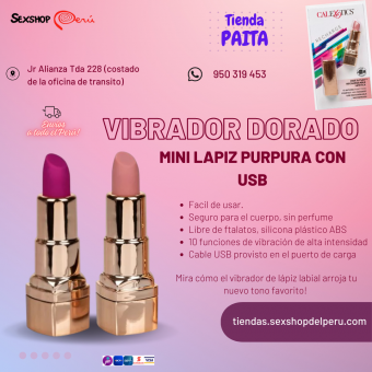 SEXSHOP69- WPP : 950319453-- LAPIZ DORADO MINI VIBRADOR-- PAITA