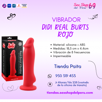 SEXSHOP69..WPP: 950319453--PAITA -VIBRADOR DDI ... BURTS--ROJO