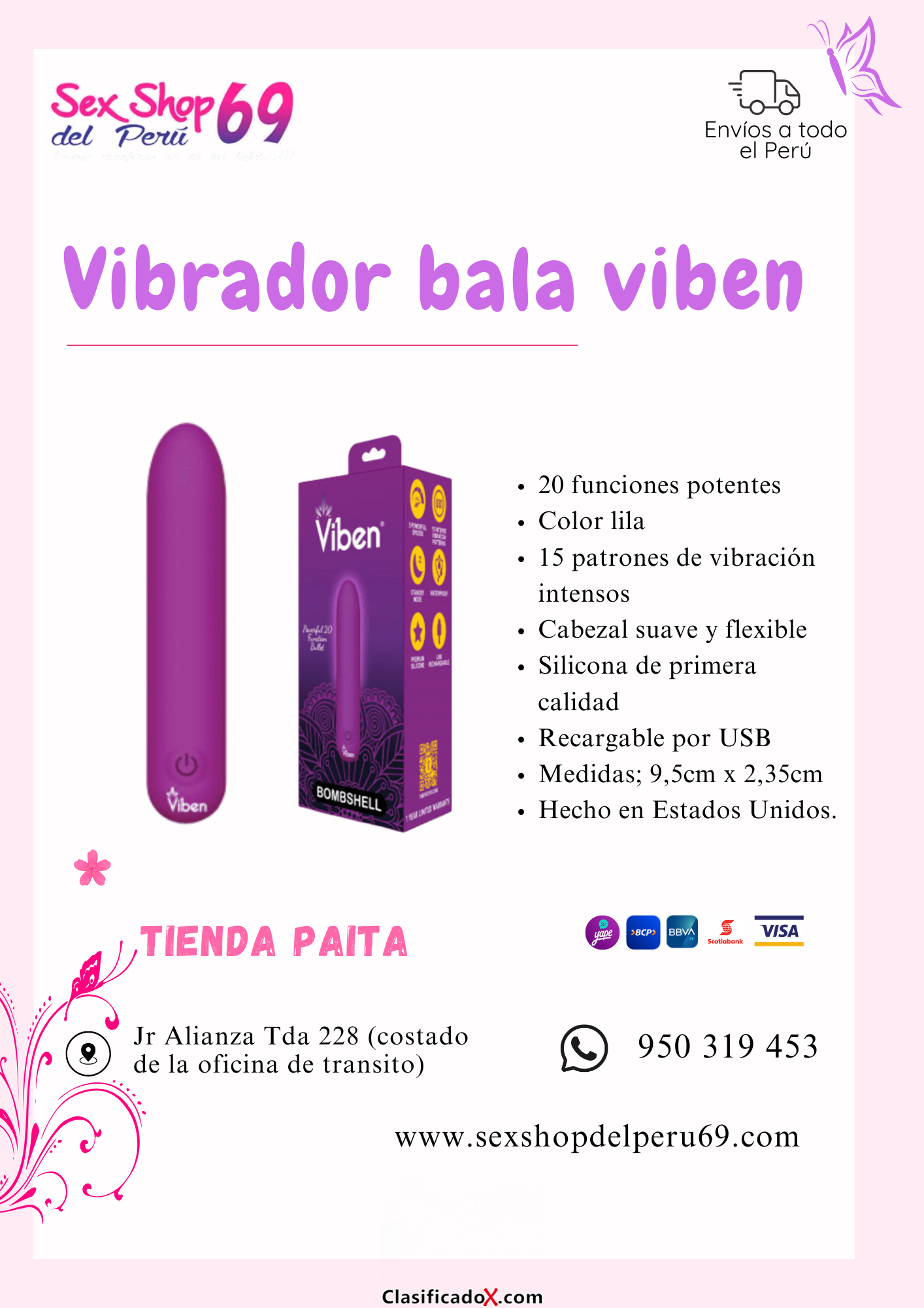 SEXSHOP69..WPP: 950319453-.-PAITA ... BALA BOMBESHLL ... LILA .. VIBRA