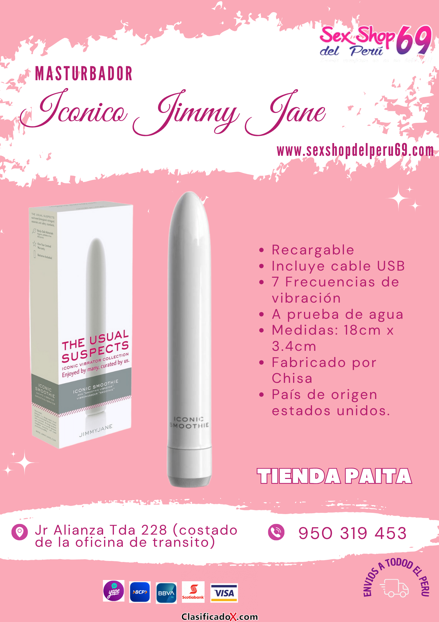 SEXSHOP69..WPP: 950319453--PAITA .. JIMMY JANE .. ICONICO ... BLANCO
