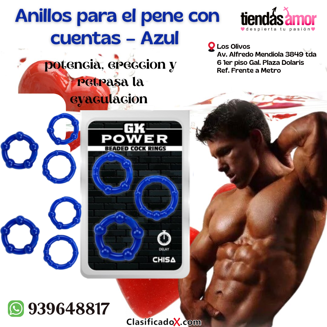 Anillos para el pene con cuentas – Azul