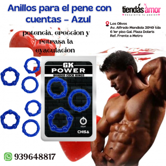 Anillos para el pene con cuentas – Azul