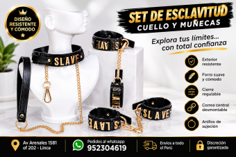 KIT SLAVE – COLLAR + ESPOSAS + TOBILLERAS EN SEXSHOP LINCE