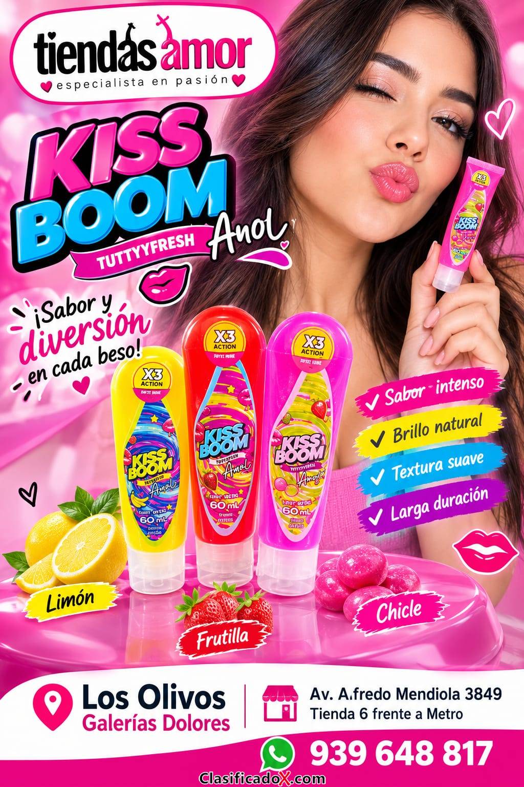 Lubricante Kiss Boom Fresawow Anal tiendas amor izaguirre
