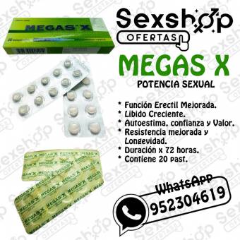 MEGAS X – ESTIMULANTE SEXUAL UNISEX – 20 PAST. SEXSHOP LINCE