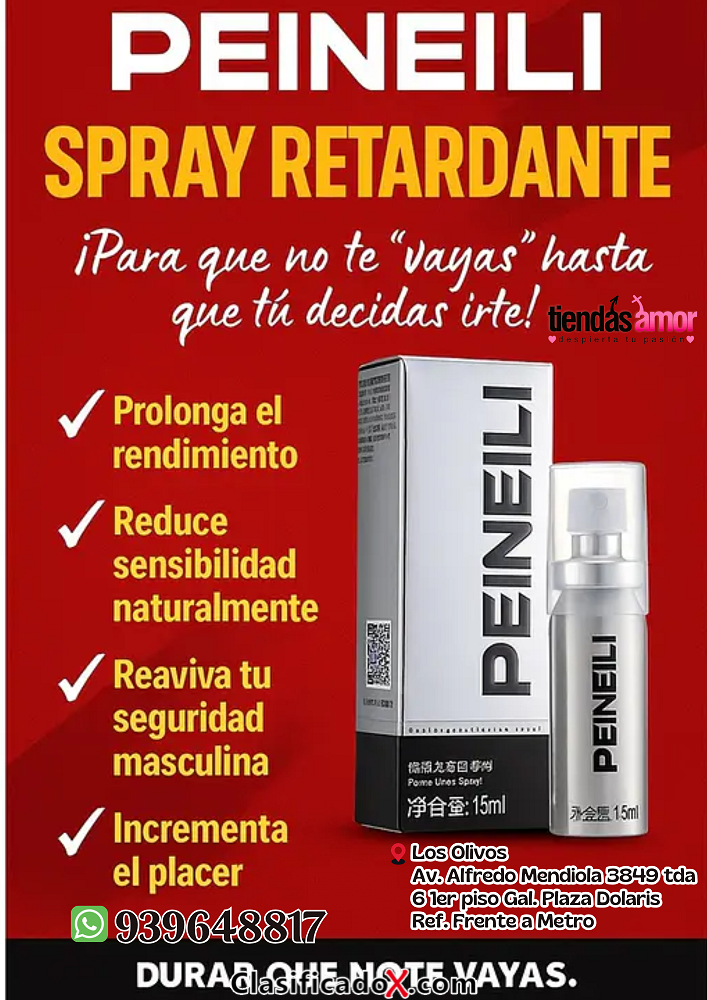 Spray Retardante Masculino Peineili – Control y Rendimiento Sexual Natural 15 mL