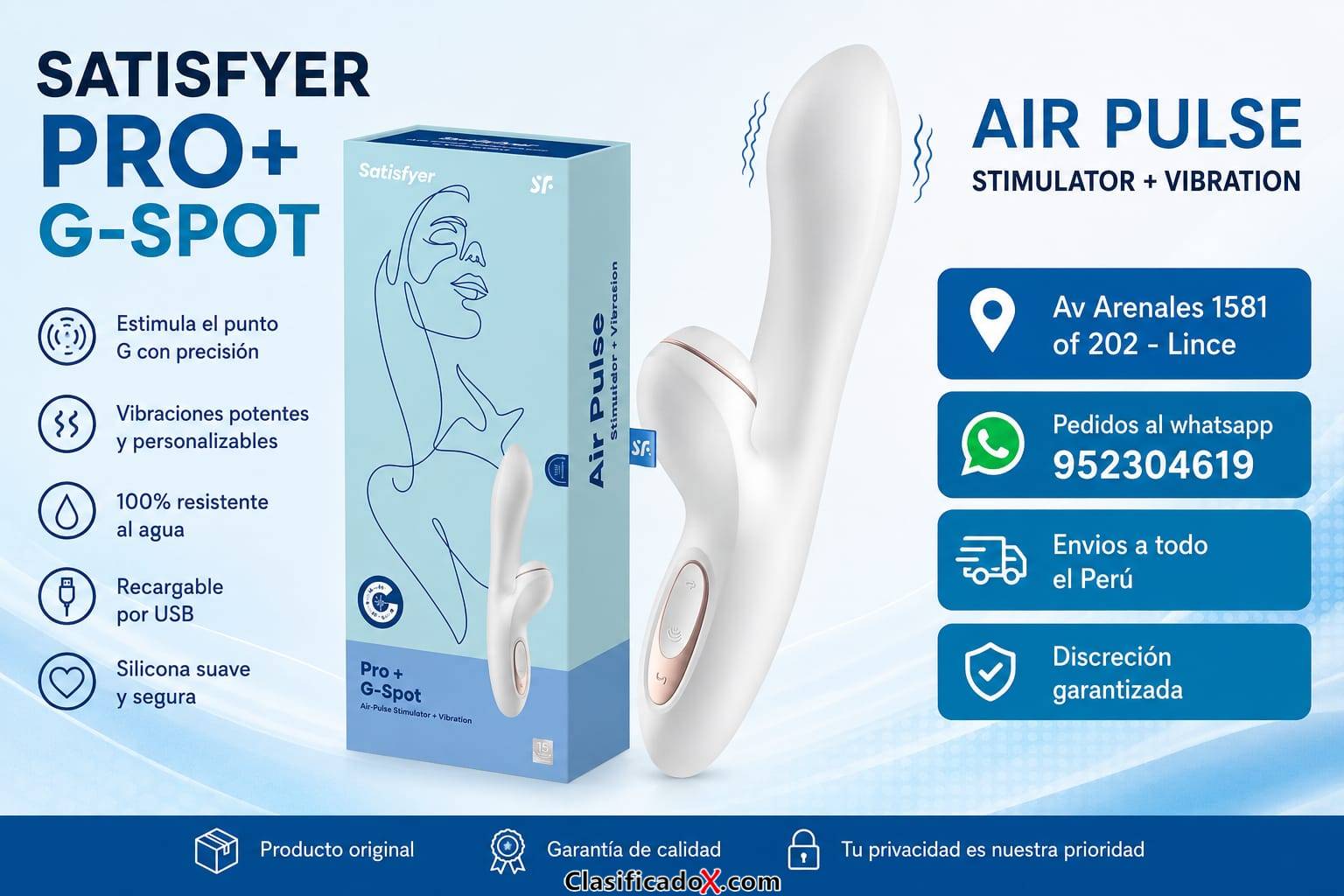 SATISFYER PRO+ G-SPOT – AIR PULSE STIMULATOR + VIBRATION EN SEXSHOP LINCE