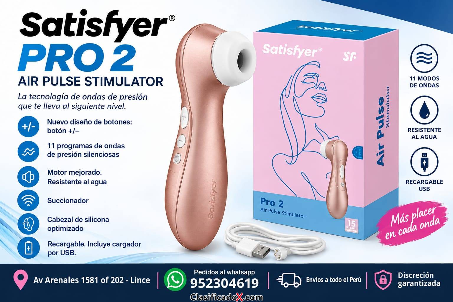 SATISFYER PRO 2 AIR PULSE STIMULATOR EN SEXSHOP LINCE