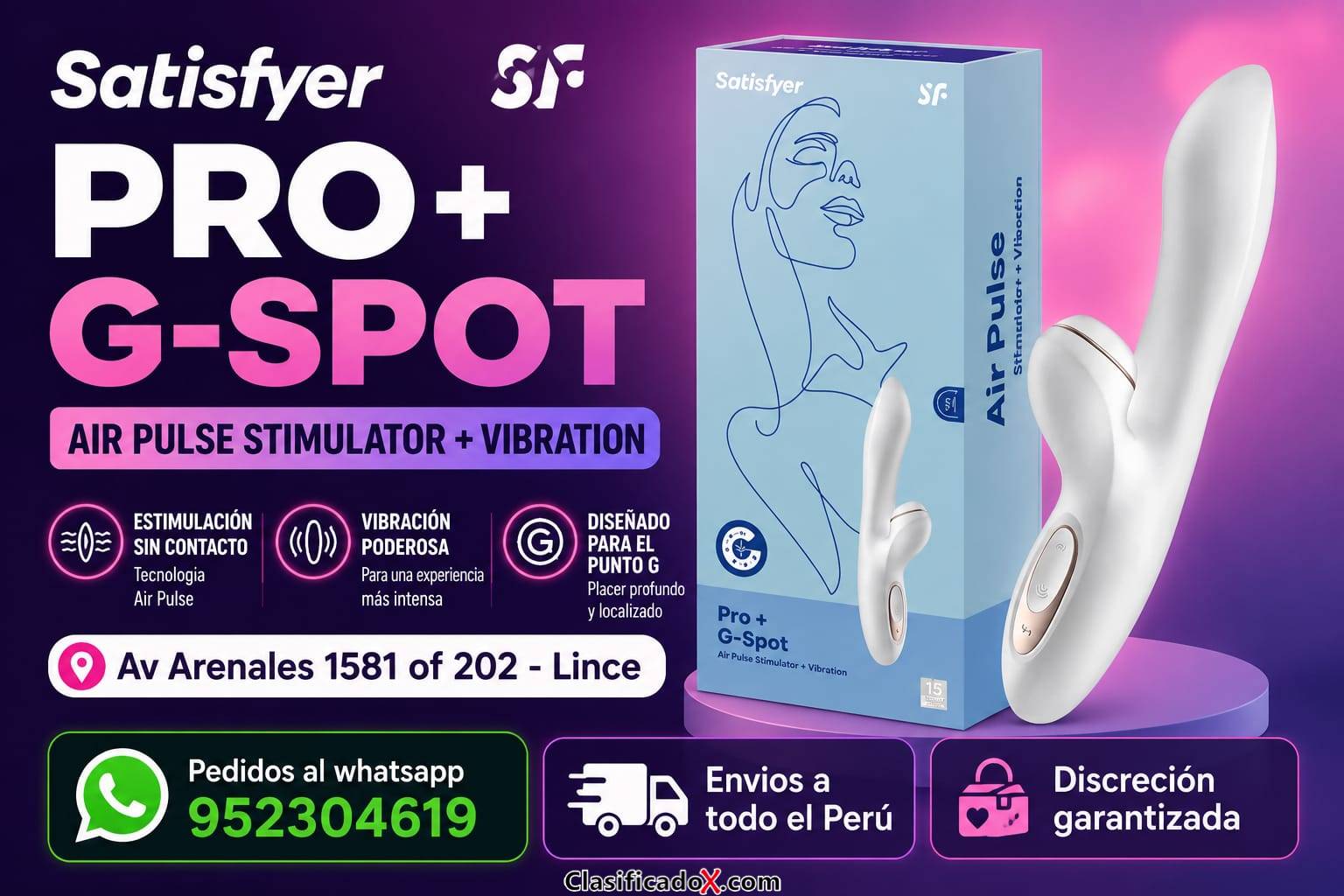 SATISFYER PRO+ G-SPOT – AIR PULSE STIMULATOR + VIBRATION EN SEXSHOP LINCE