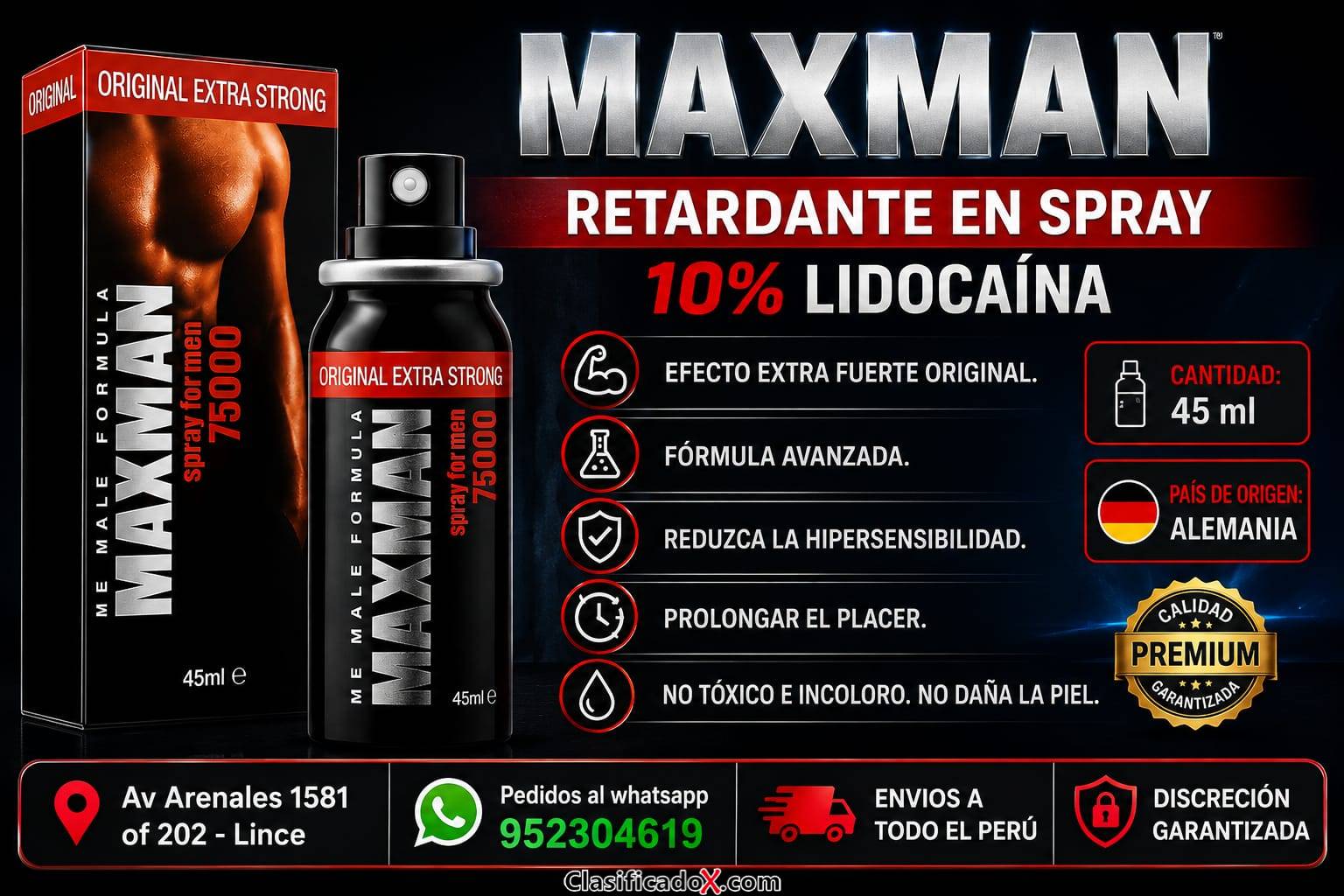 MAXMAN SPRAY RETARDANTE - EN SEXSHOP LINCE 952304619