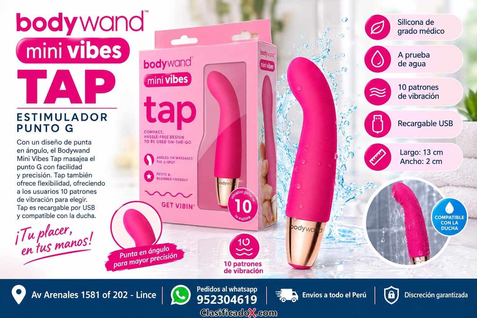 BODYWAND – MINI VIBES TAP – ESTIMULADOR PUNTO G EN SEXSHOP LINCE