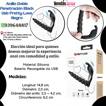 Anillo Doble Penetración Black Usb Pretty Love Negro